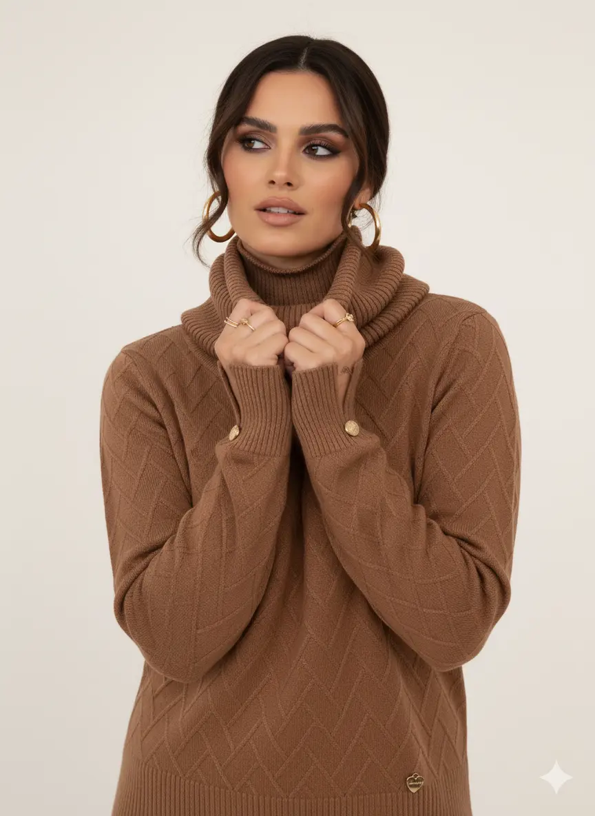 Maglia dolcevita con dettagli a treccia e collo removibile DORABELLA