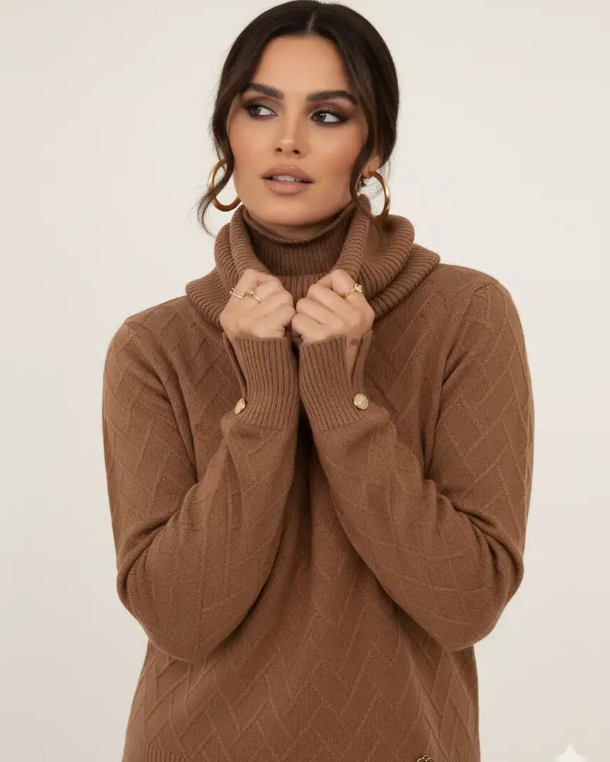 Maglia dolcevita con dettagli a treccia e collo removibile DORABELLA