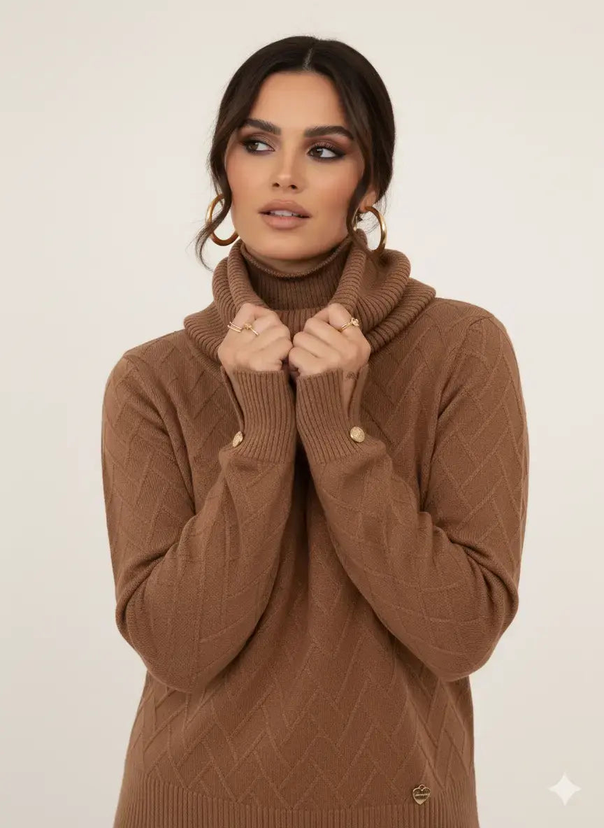 Maglia dolcevita con dettagli a treccia e collo removibile DORABELLA