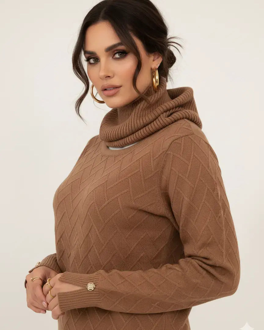 Maglia dolcevita con dettagli a treccia e collo removibile DORABELLA