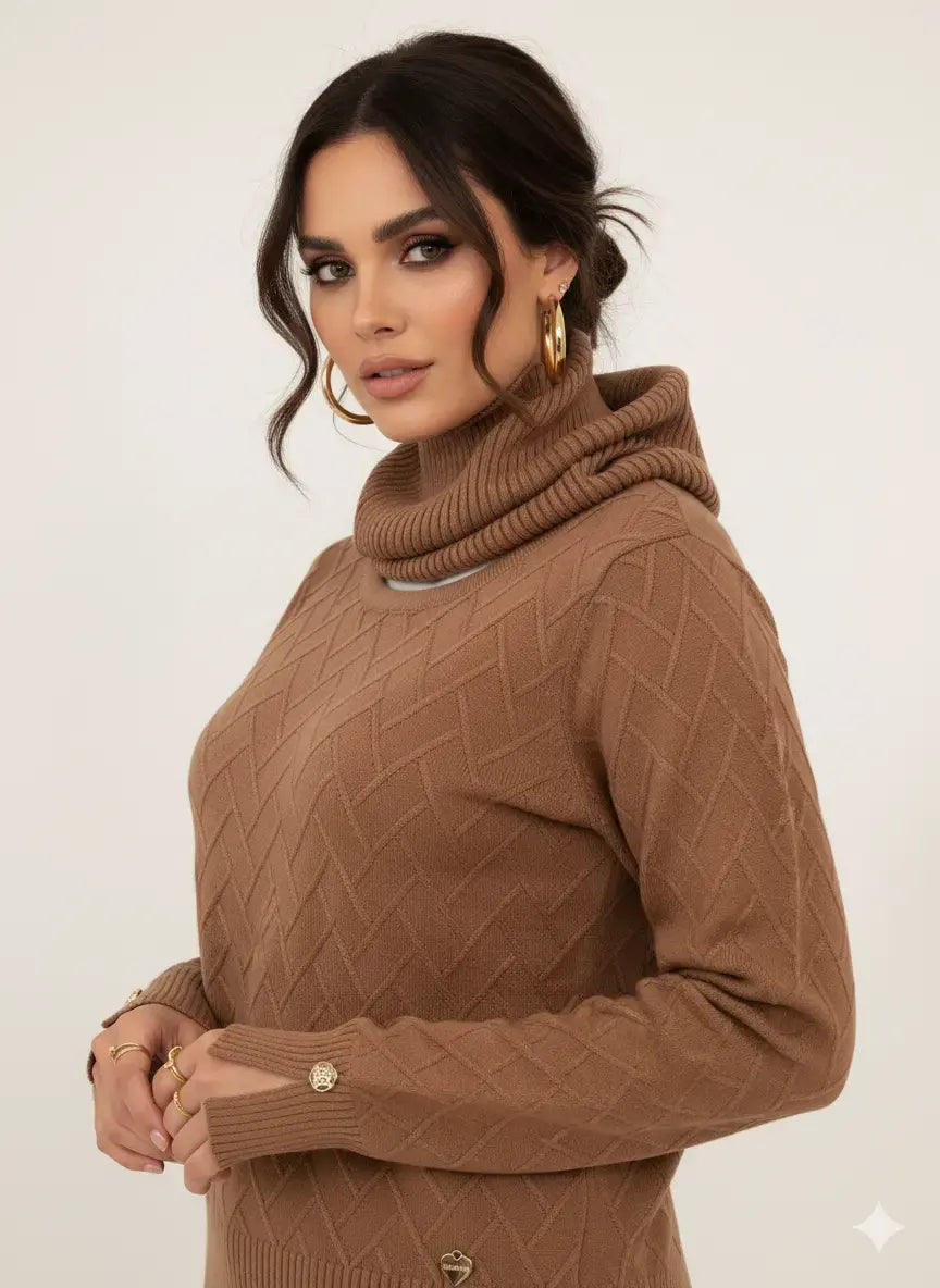 Maglia dolcevita con dettagli a treccia e collo removibile DORABELLA