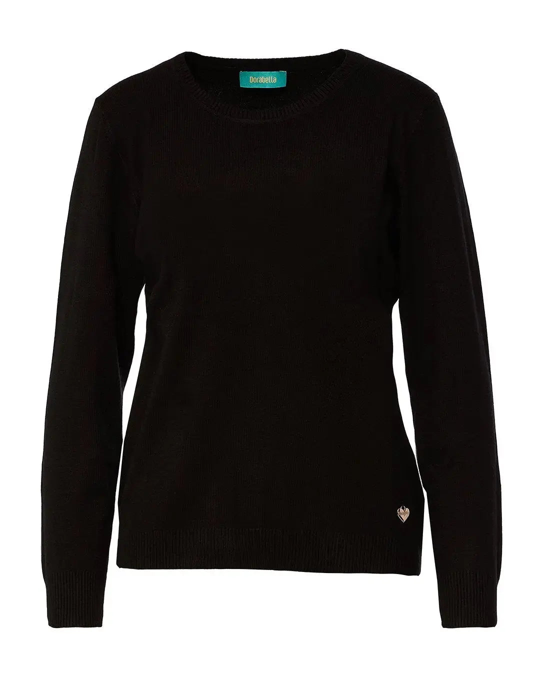 Maglia a girocollo basic e maniche lunghe NERO DORABELLA
