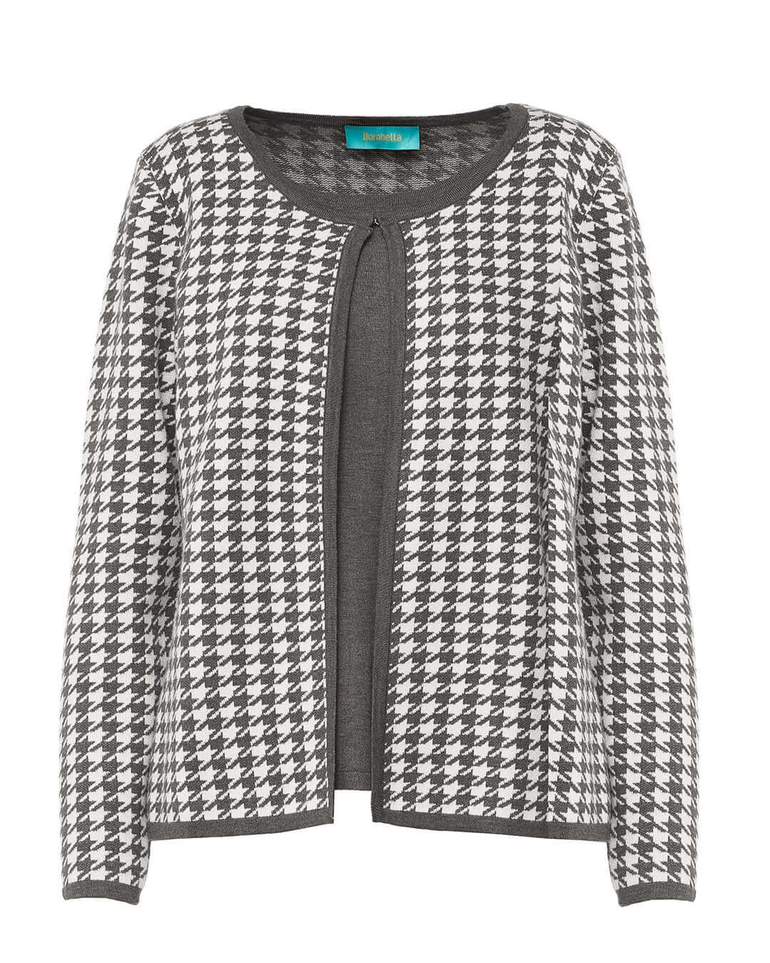 Maglia finto twinset con fantasia pied de poule GRIGIO MEDIO DORABELLA