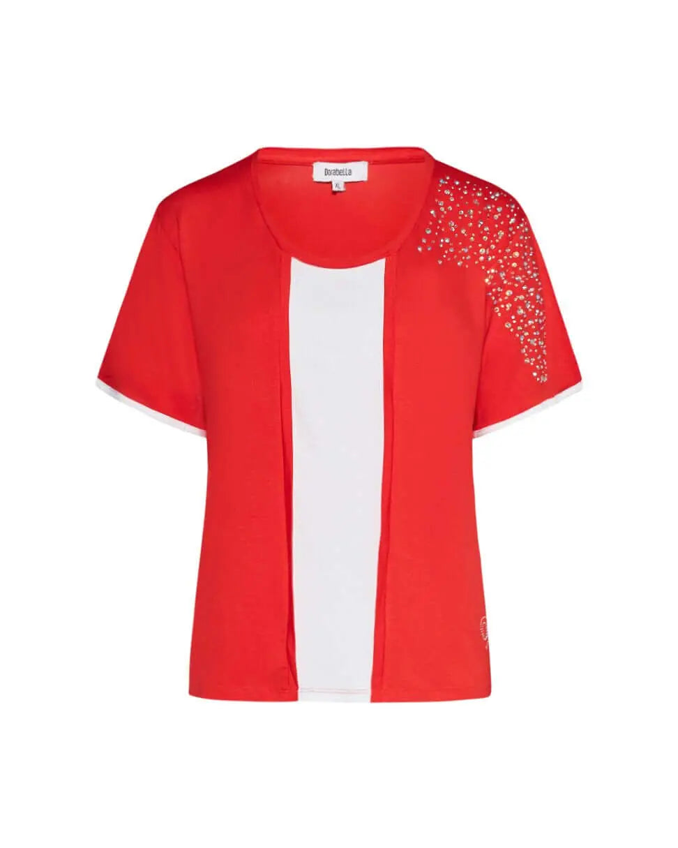 Maglia finto twinset con strass ARANCIO DORABELLA XL