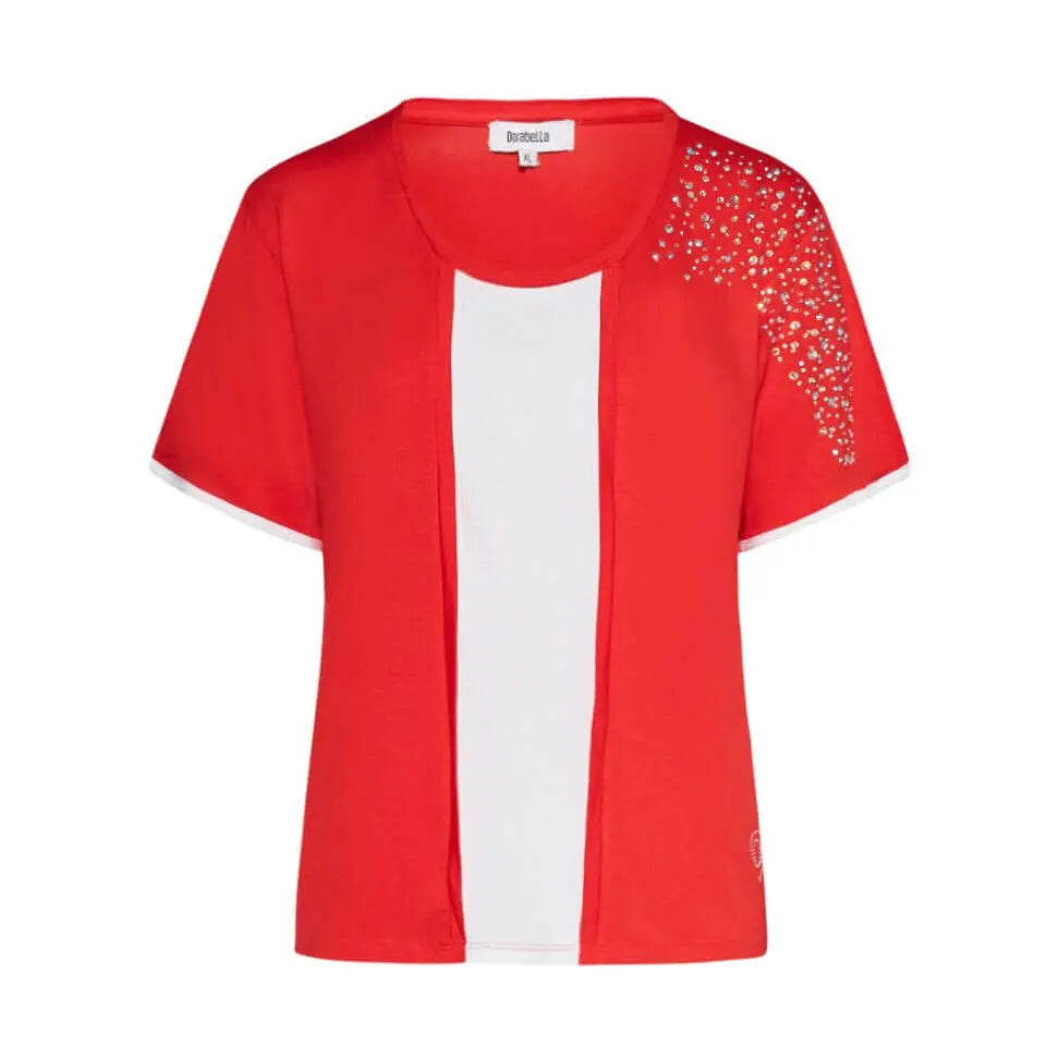 Maglia finto twinset con strass ARANCIO DORABELLA XL