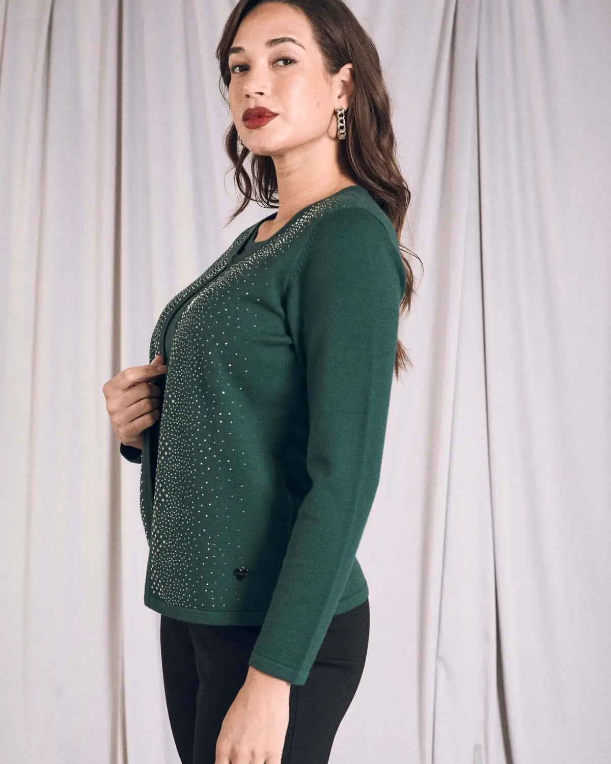 Maglia finto twinset con strass frontali FORESTA DORABELLA