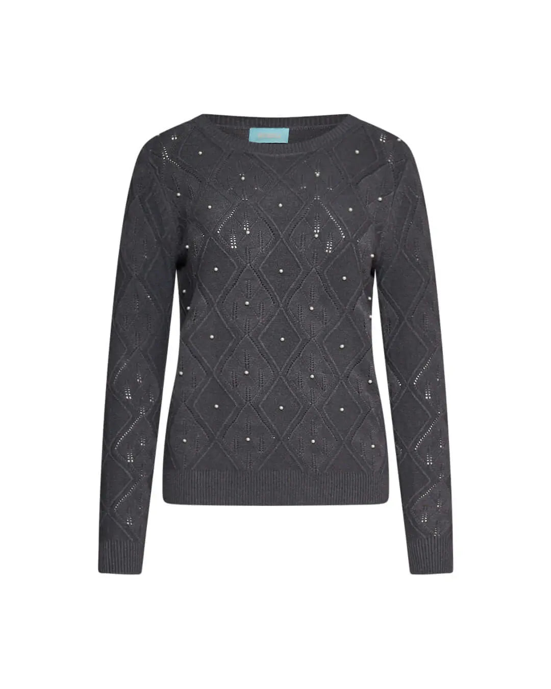 Maglia girocollo a motivo rombi e perle applicate PIOMBO DORABELLA