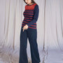 Maglia girocollo a righe bicolor con pizzo BLU DORABELLA