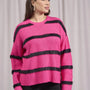 Maglia girocollo a righe con costine FUXIA DORABELLA