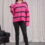 Maglia girocollo a righe con costine FUXIA DORABELLA