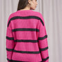 Maglia girocollo a righe con costine FUXIA DORABELLA
