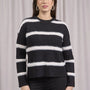 Maglia girocollo a righe con costine NERO DORABELLA