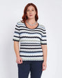 Maglia girocollo a righe ondulate con trafori BLU DORABELLA PIU' XXXL-49