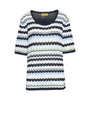 Maglia girocollo a righe ondulate con trafori BLU DORABELLA PIU'
