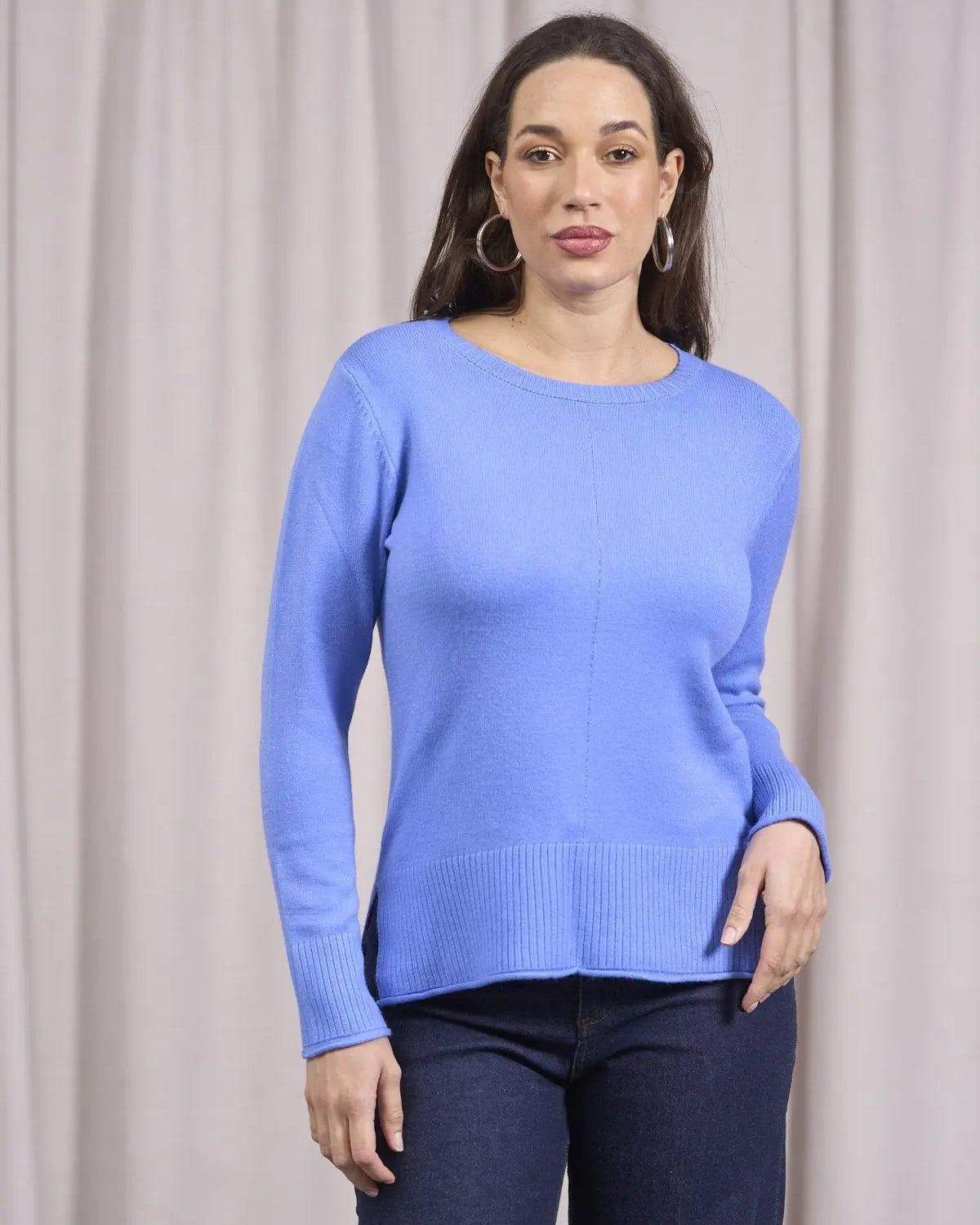 Maglia girocollo a taglio vivo con spacchi e coste CARTA DA ZUCCHERO DORABELLA