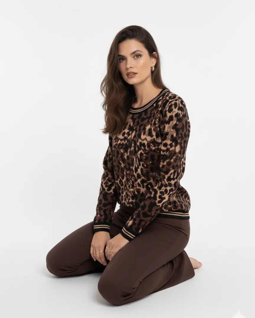 Maglia girocollo animalier DORABELLA