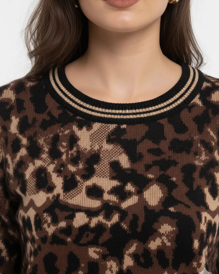 Maglia girocollo animalier DORABELLA