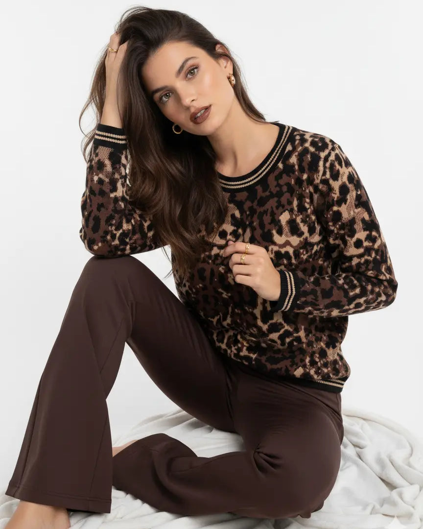 Maglia girocollo animalier DORABELLA