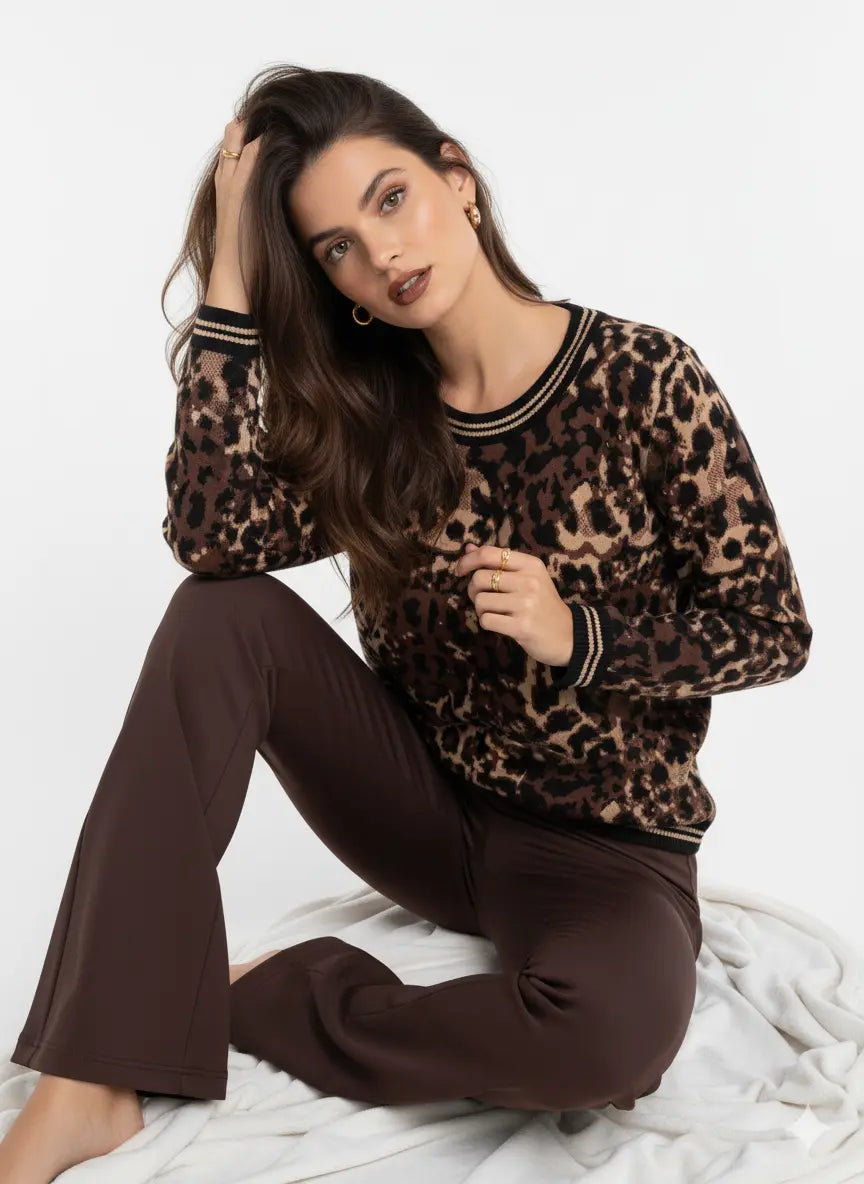 Maglia girocollo animalier DORABELLA