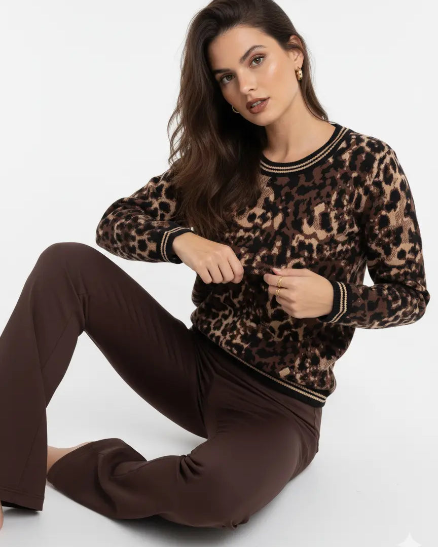 Maglia girocollo animalier DORABELLA