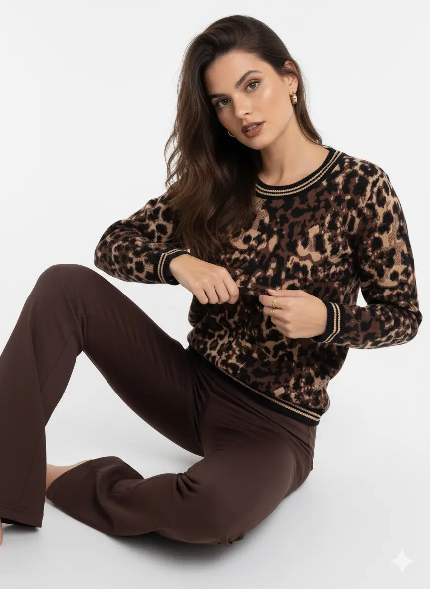 Maglia girocollo animalier DORABELLA