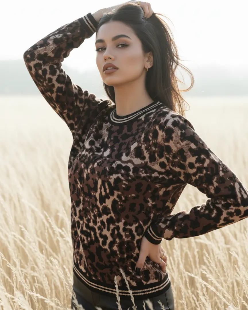 Maglia girocollo animalier DORABELLA