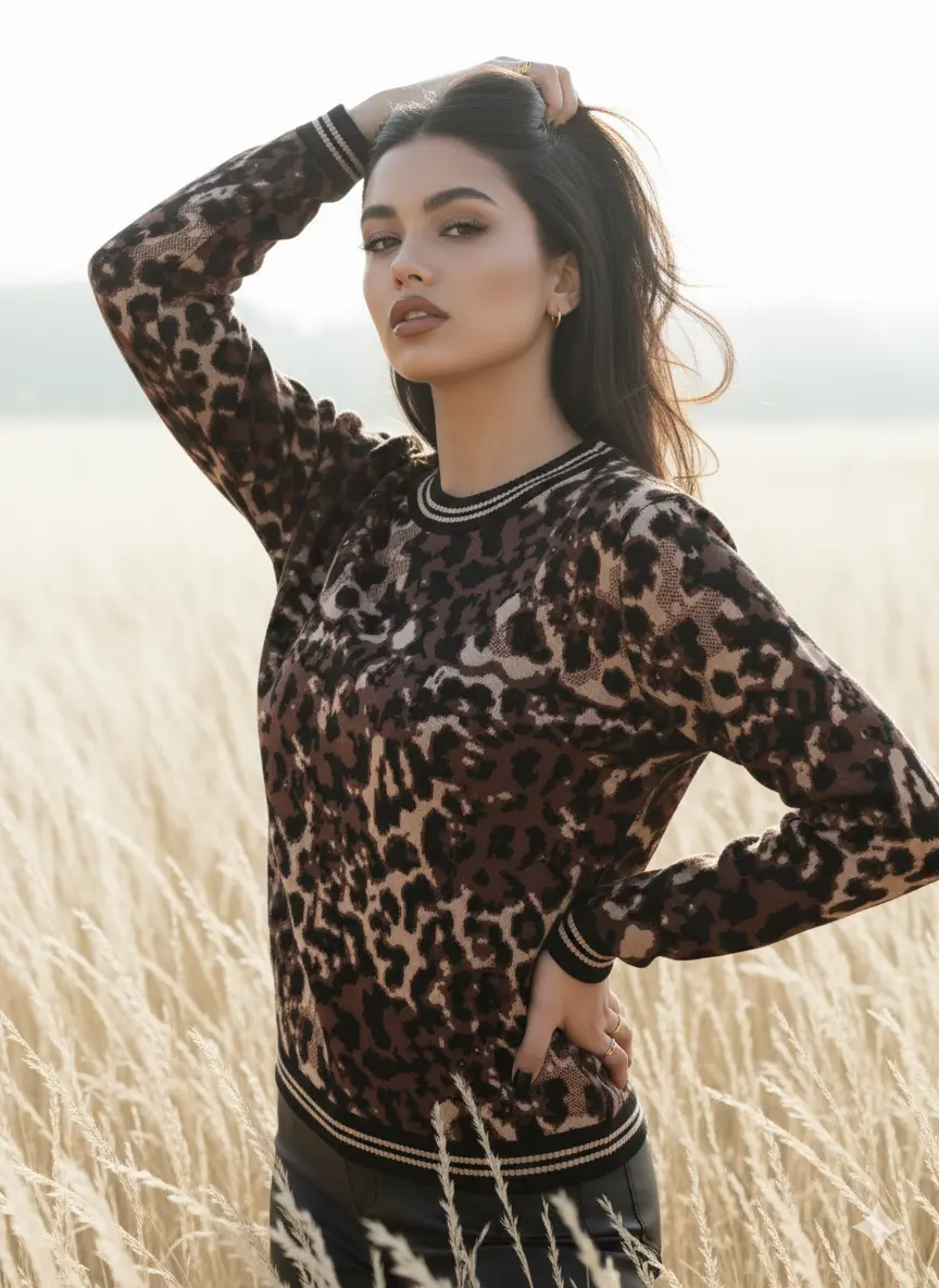 Maglia girocollo animalier DORABELLA