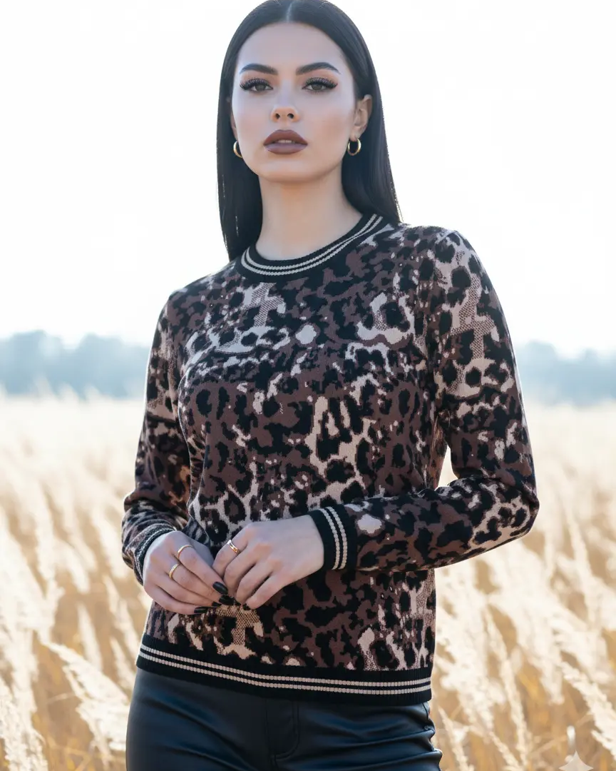 Maglia girocollo animalier DORABELLA