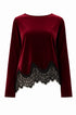 Maglia girocollo asimmetrica con inserti in pizzo IRONICA Taglia unica (44/46 o M/L) / Bordeaux