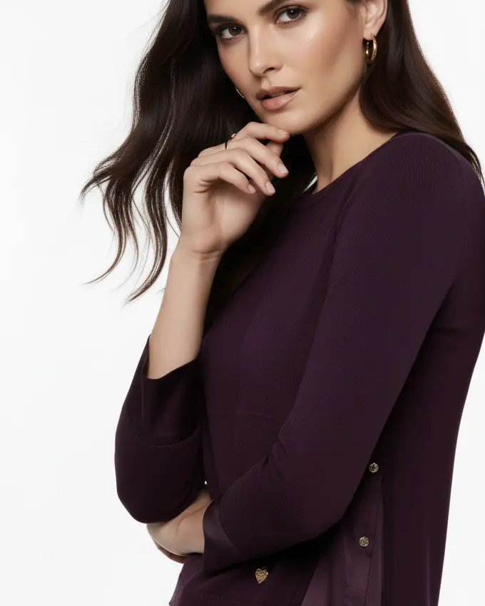 Maglia girocollo bi-materiale DORABELLA