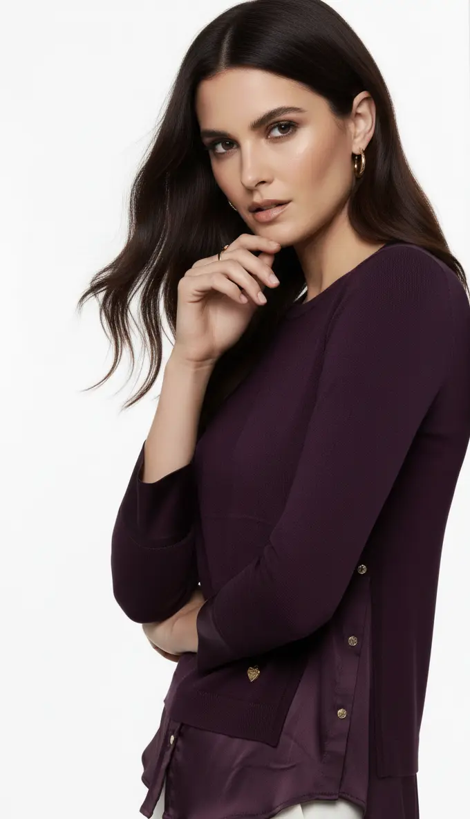 Maglia girocollo bi-materiale DORABELLA