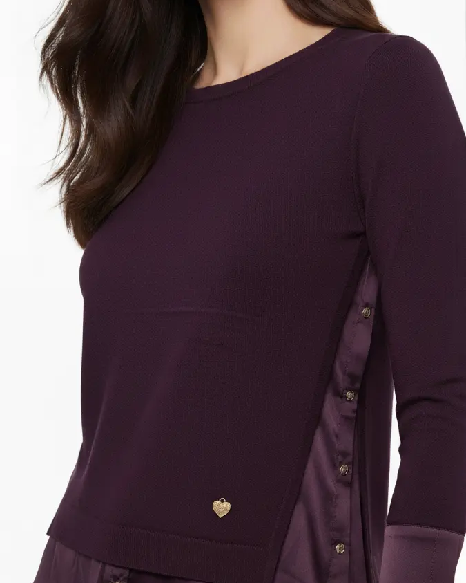 Maglia girocollo bi-materiale DORABELLA