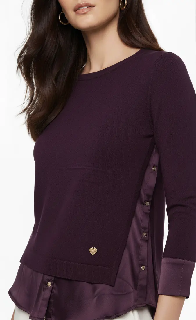 Maglia girocollo bi-materiale DORABELLA