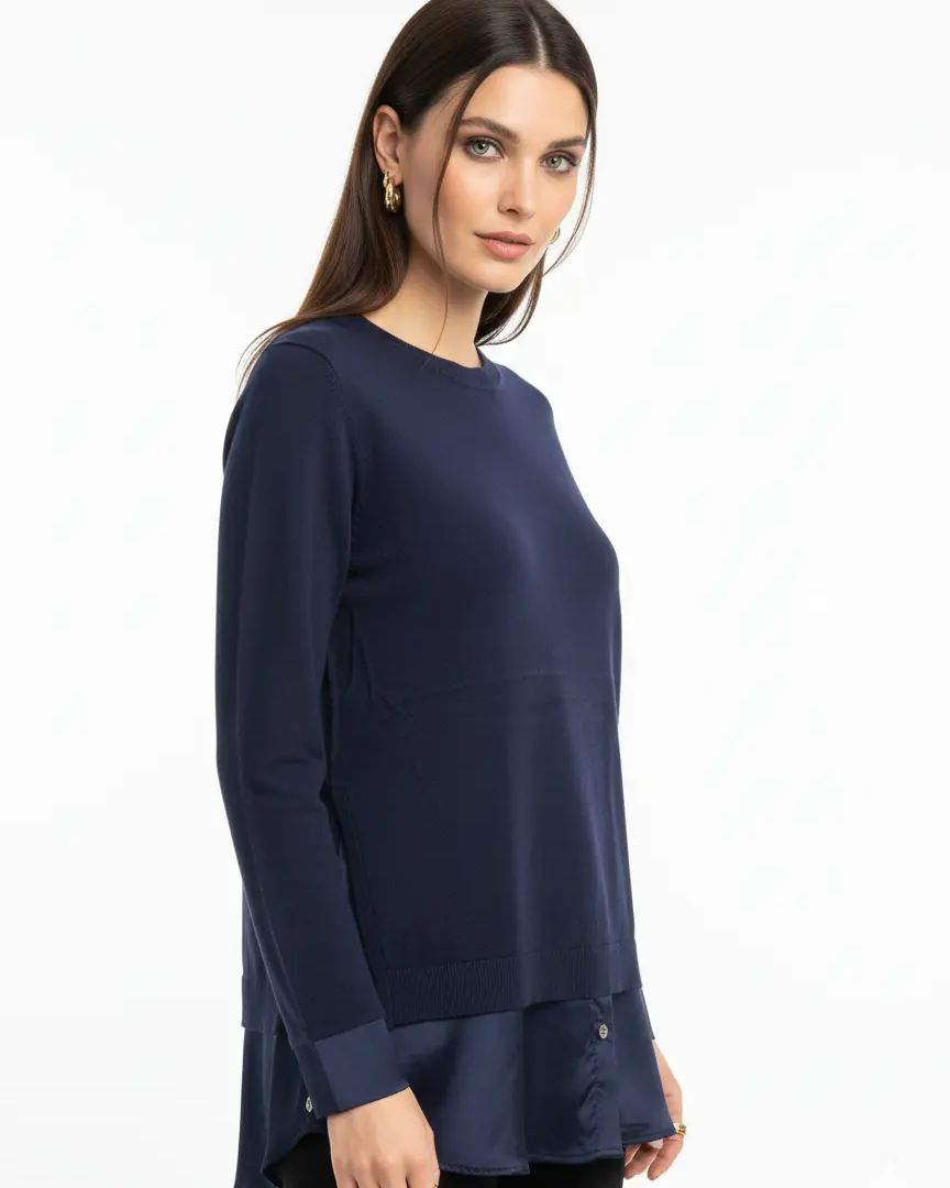 Maglia girocollo bi-materiale DORABELLA