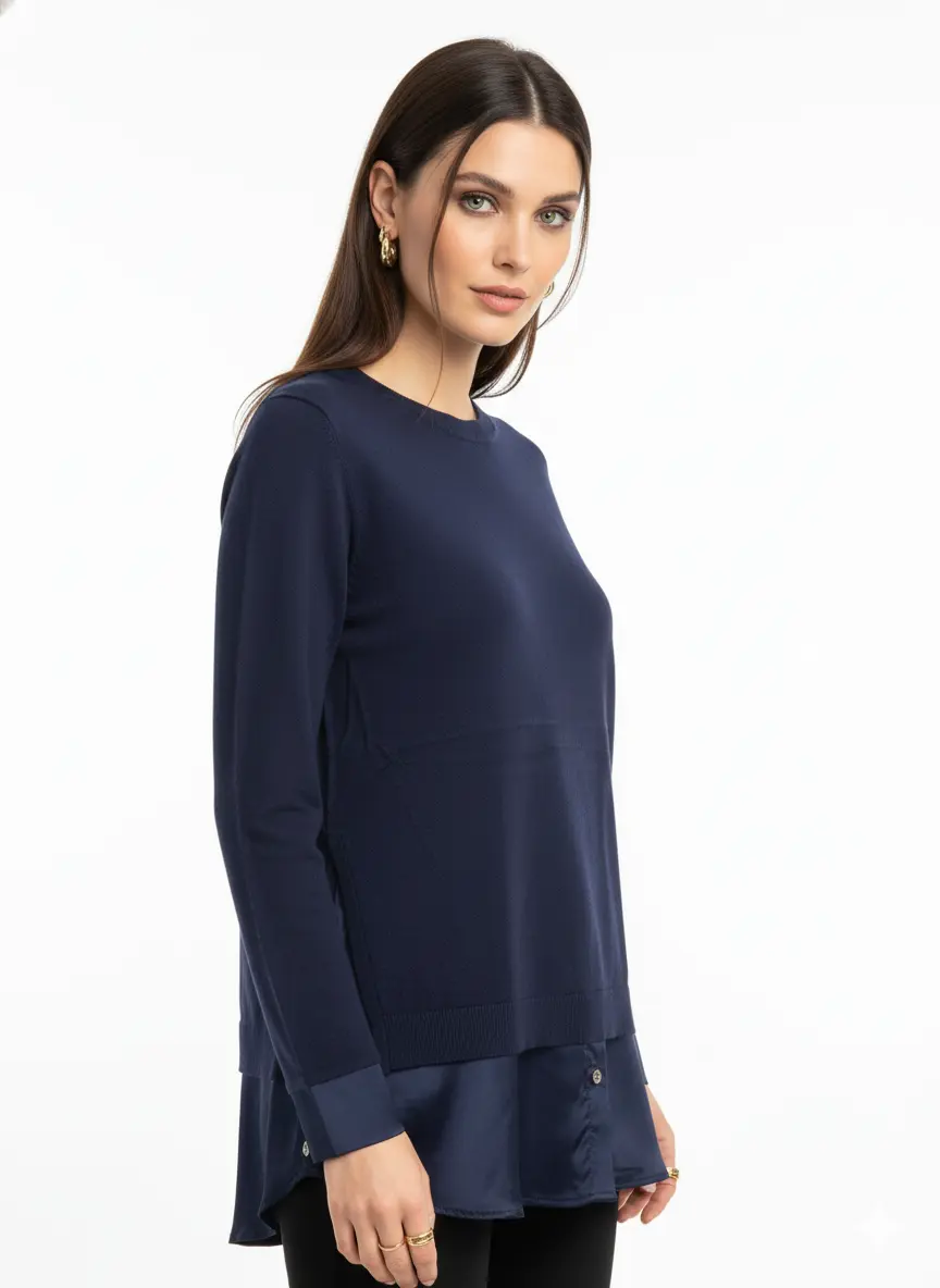 Maglia girocollo bi-materiale DORABELLA