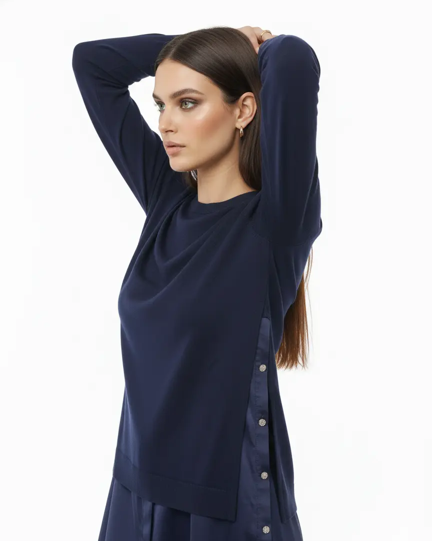 Maglia girocollo bi-materiale DORABELLA