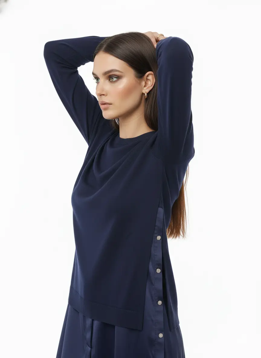 Maglia girocollo bi-materiale DORABELLA