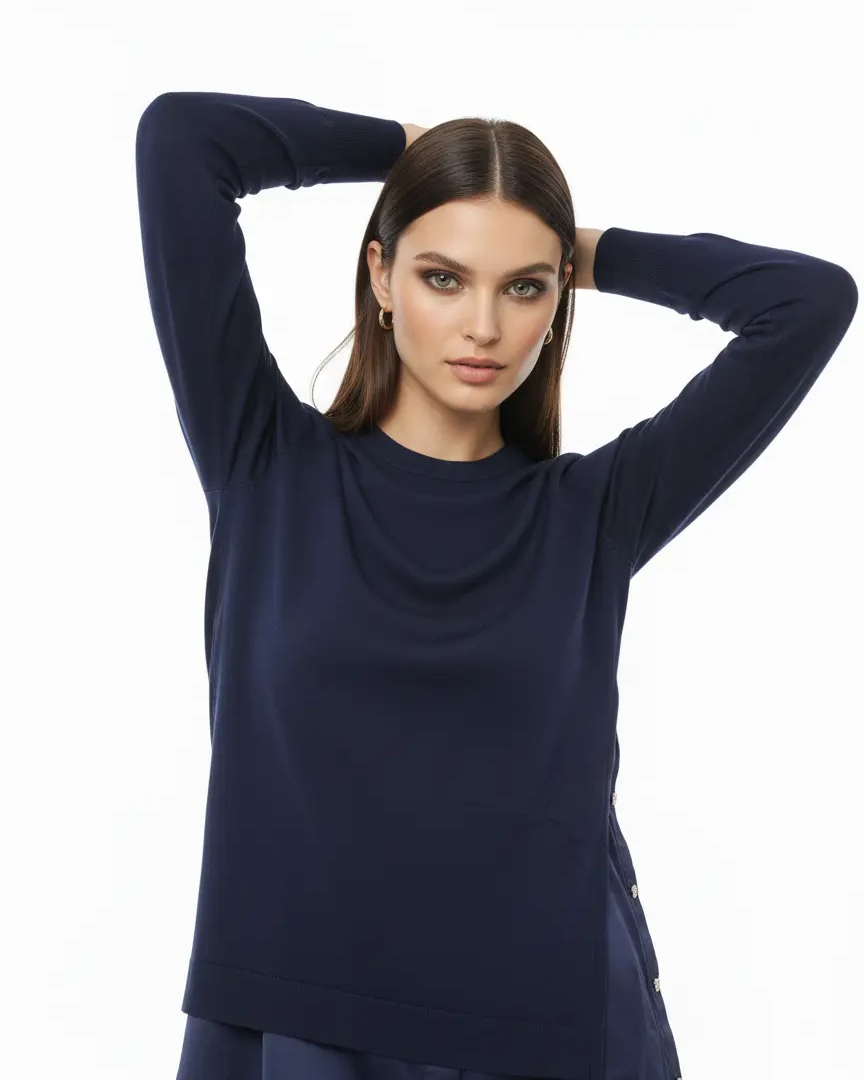 Maglia girocollo bi-materiale DORABELLA