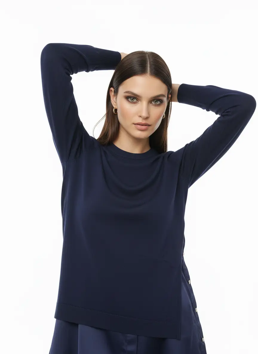 Maglia girocollo bi-materiale DORABELLA