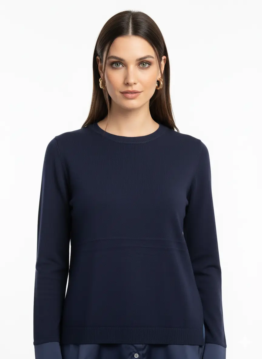 Maglia girocollo bi-materiale DORABELLA