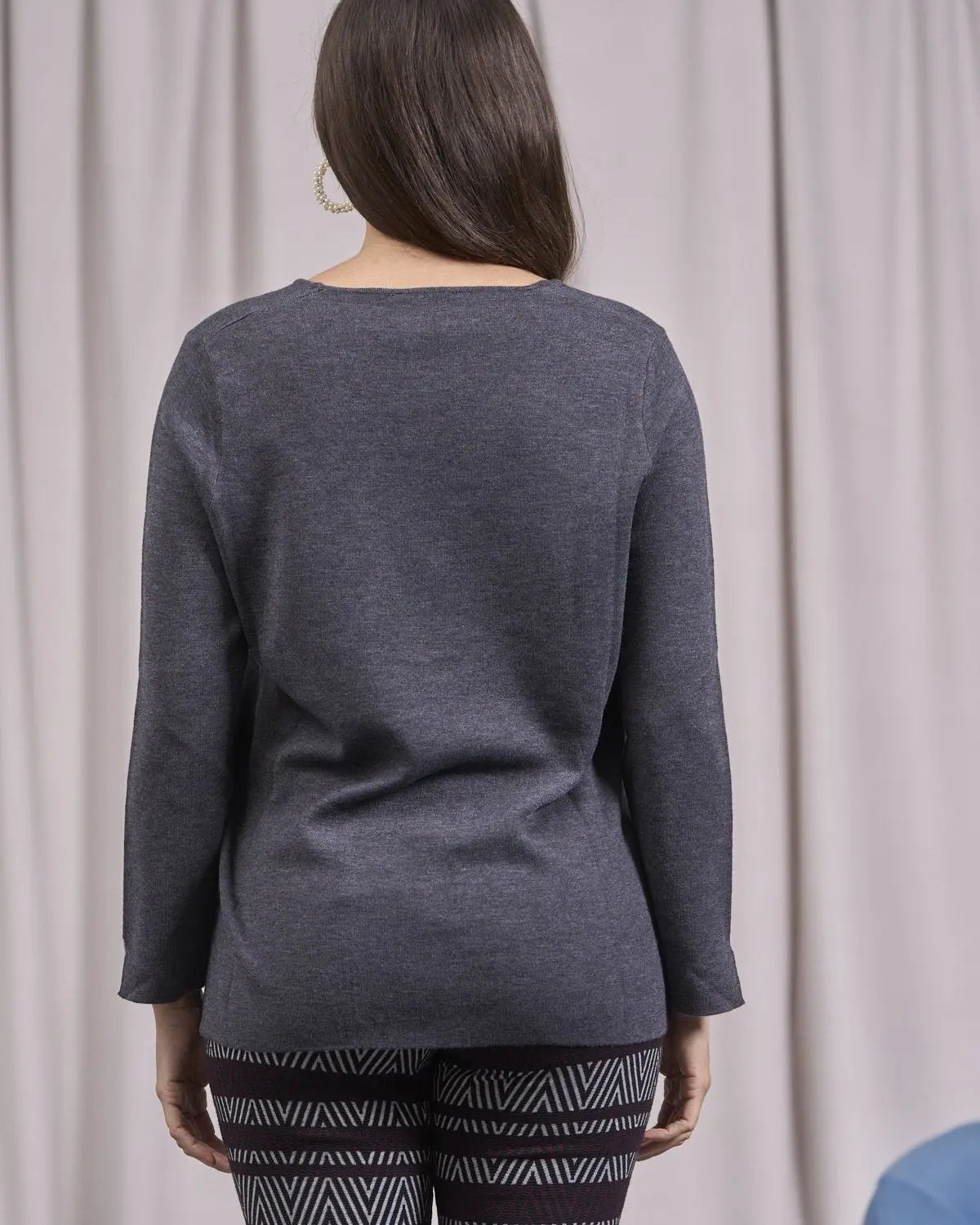 Maglia girocollo bicolor con spacchi ANTRACITE IRONICA