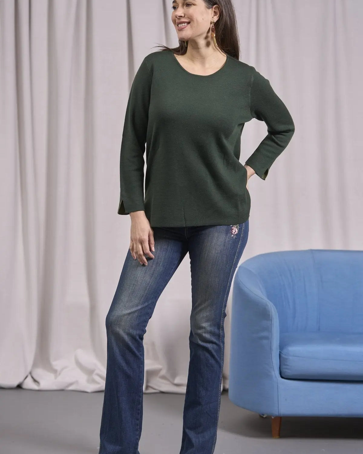 Maglia girocollo bicolor con spacchi MUSCHIO IRONICA