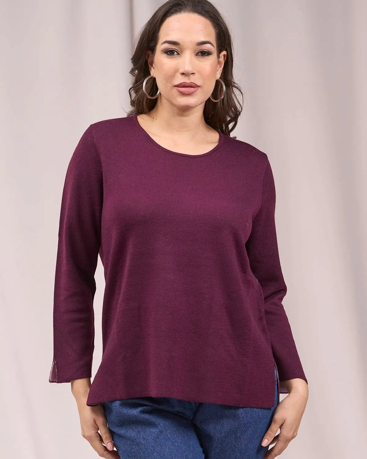 Maglia girocollo bicolor con spacchi VINO IRONICA