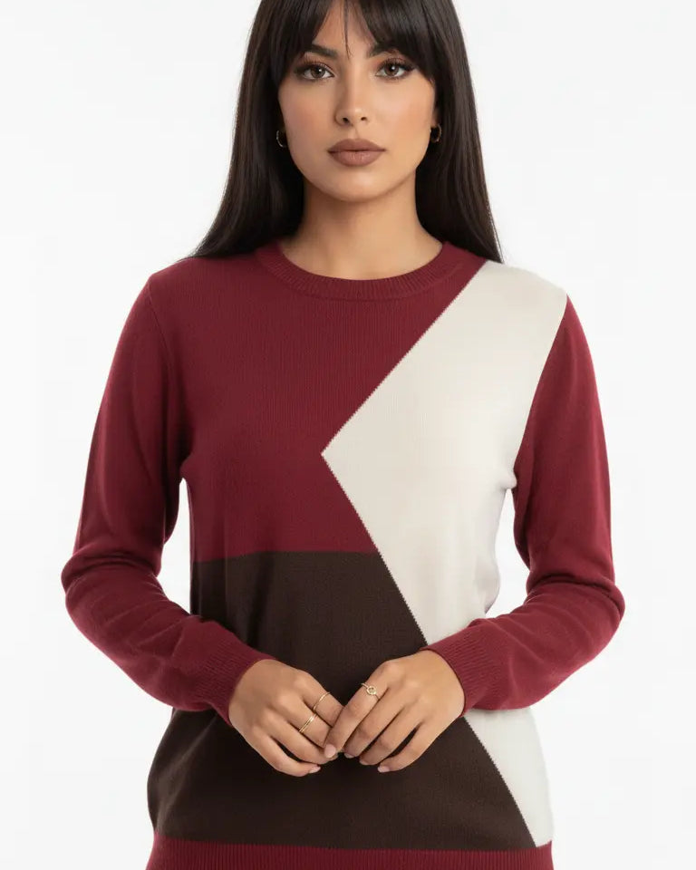 Maglia girocollo color block DORABELLA
