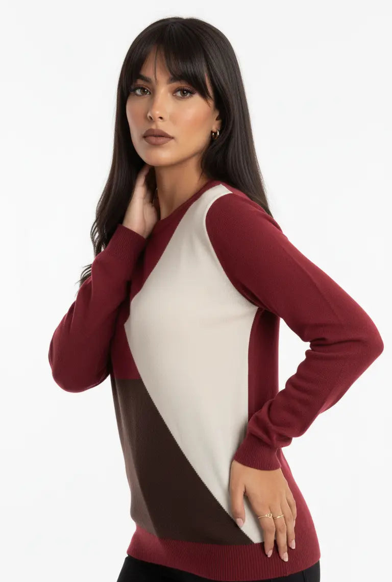 Maglia girocollo color block DORABELLA