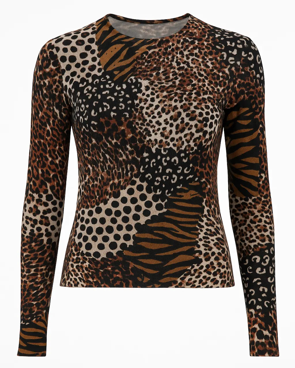 Maglia girocollo con applicazione DORABELLA XXL / Fantasia Animalier