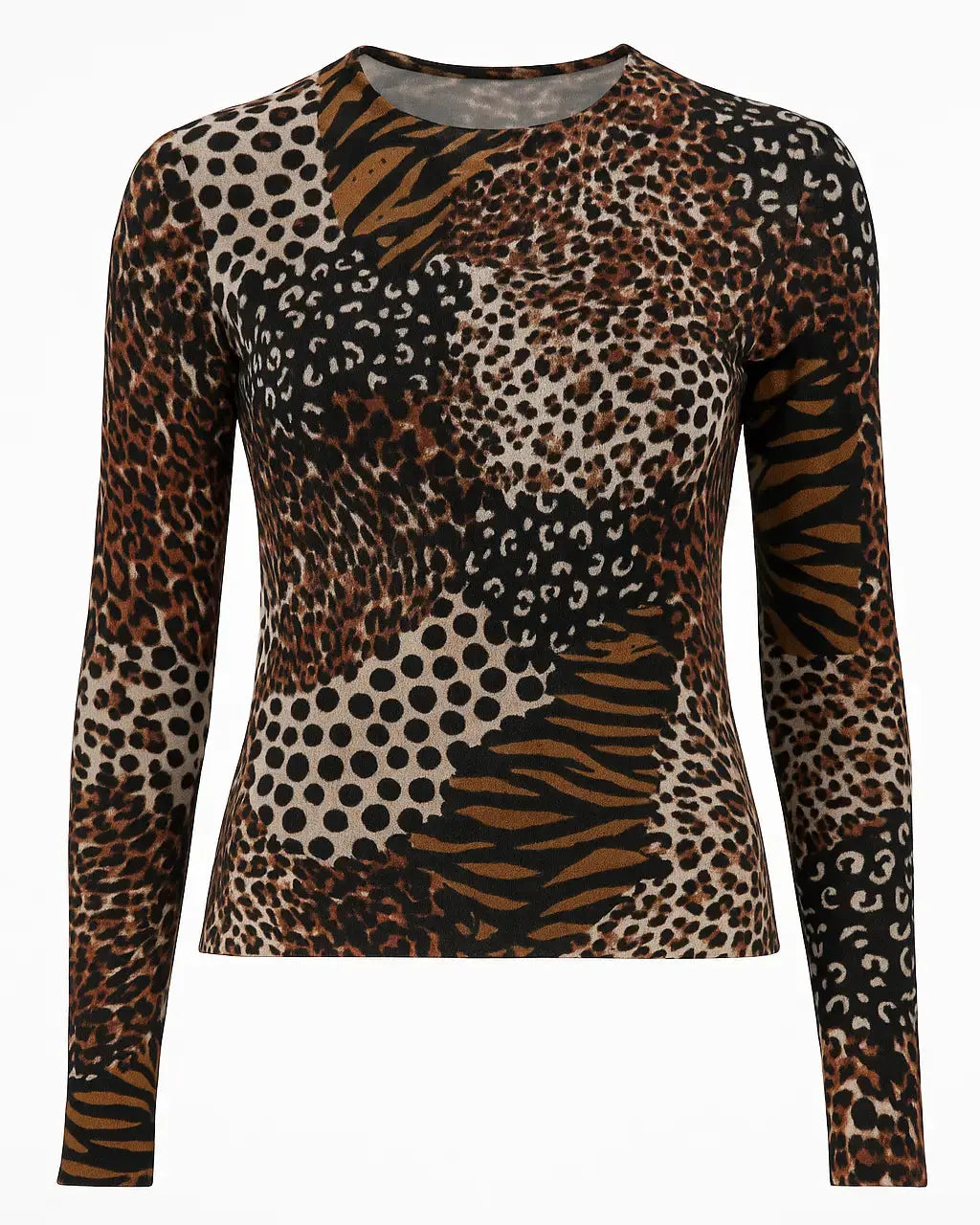 Maglia girocollo con applicazione DORABELLA XXL / Fantasia Animalier