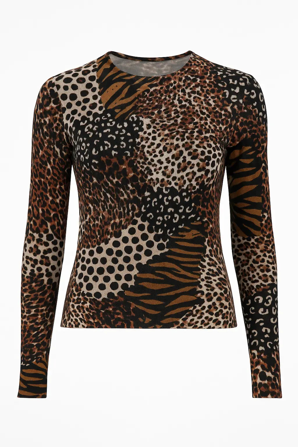 Maglia girocollo con applicazione DORABELLA XXL / Fantasia Animalier