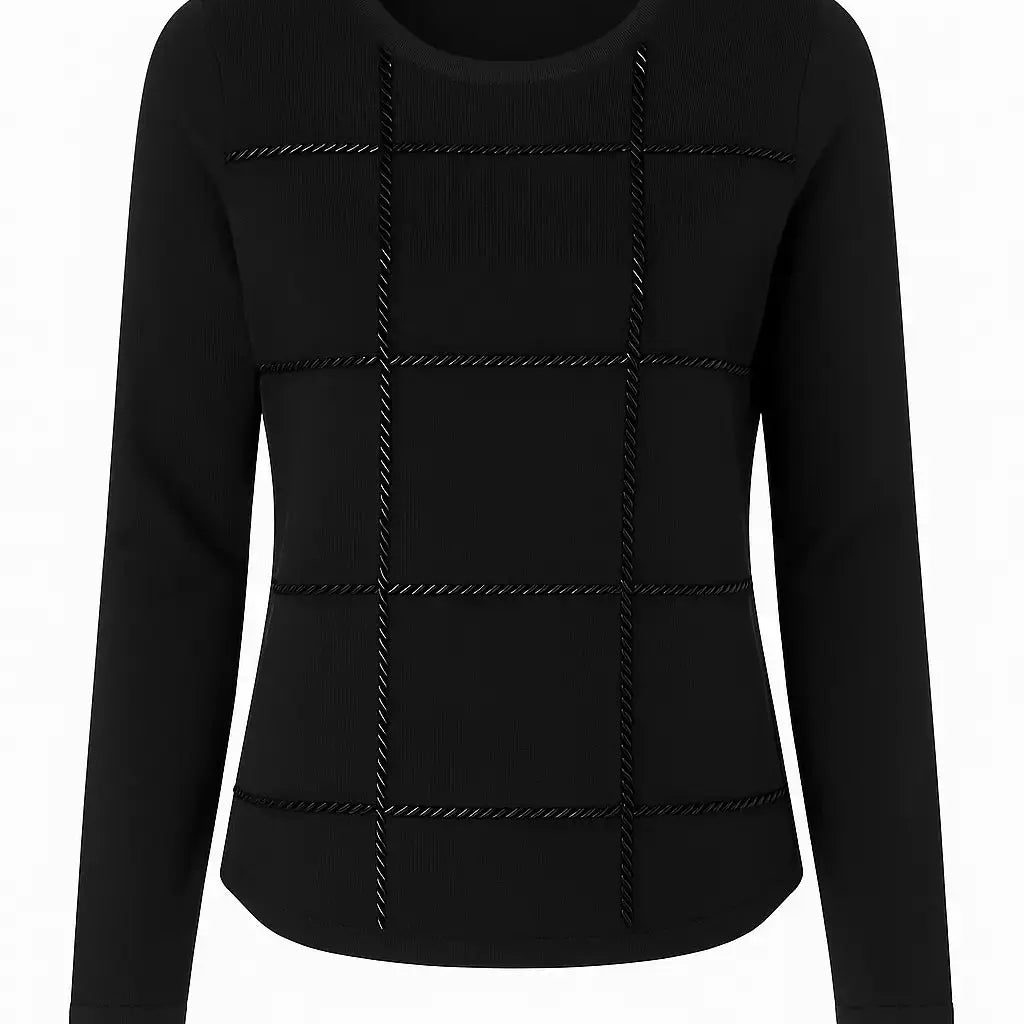 Maglia girocollo con applicazioni DORABELLA XXL / Nero