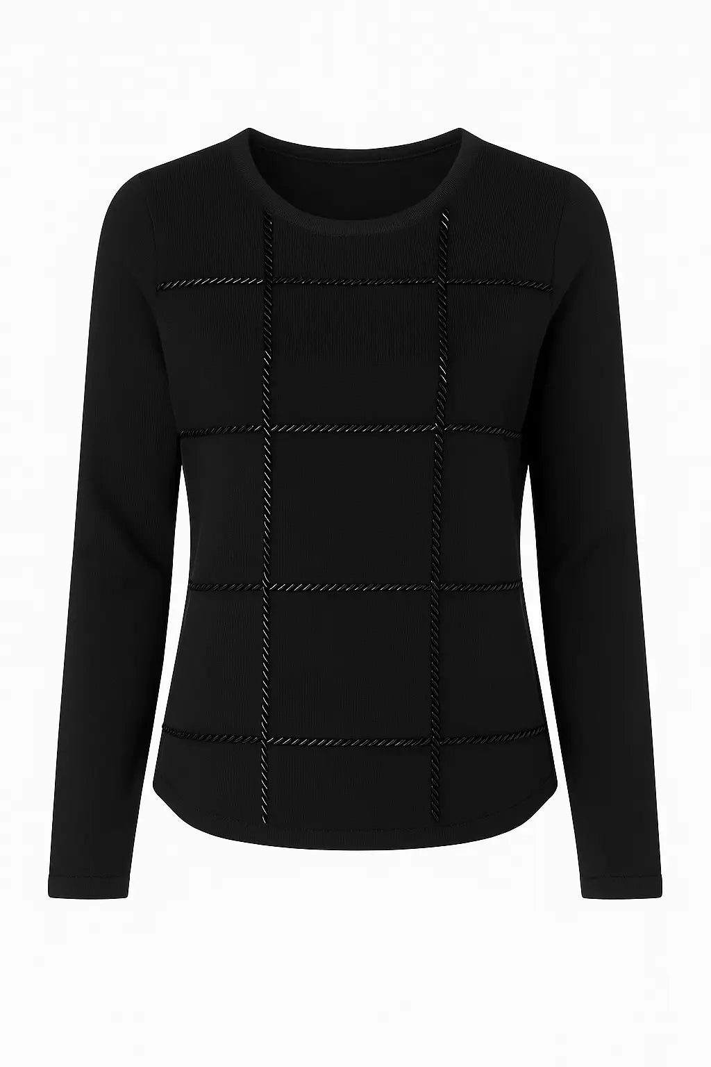 Maglia girocollo con applicazioni DORABELLA XXL / Nero